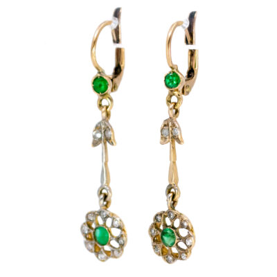 Diamond Emerald 18k Drop Earrings 13194-5066 Image2