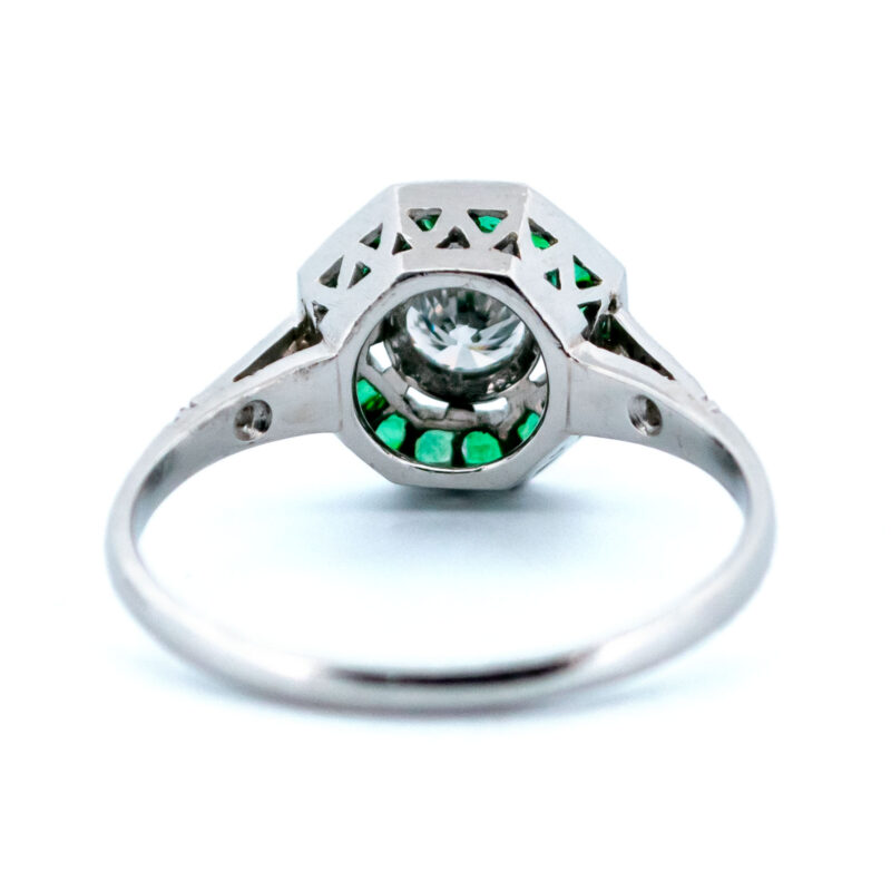 Anillo con forma de octágono de platino y esmeralda con diamantes 13259-5088 Imagen 5