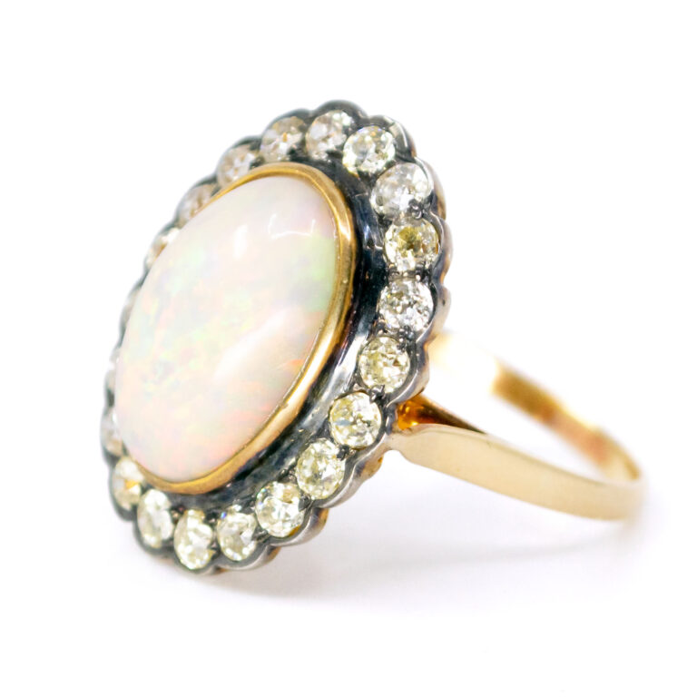 Opal Diamond 14k Silver Cluster Ring 13295-8127 Image2