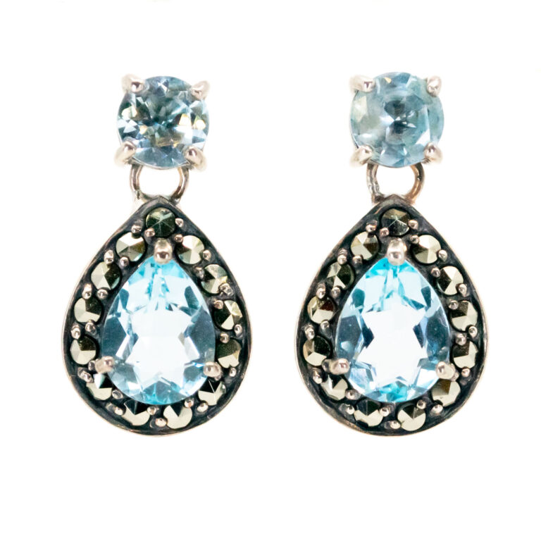 Marcasite (Pyrite) Topaz Silver Pendant Earrings 13517-1313 Image1