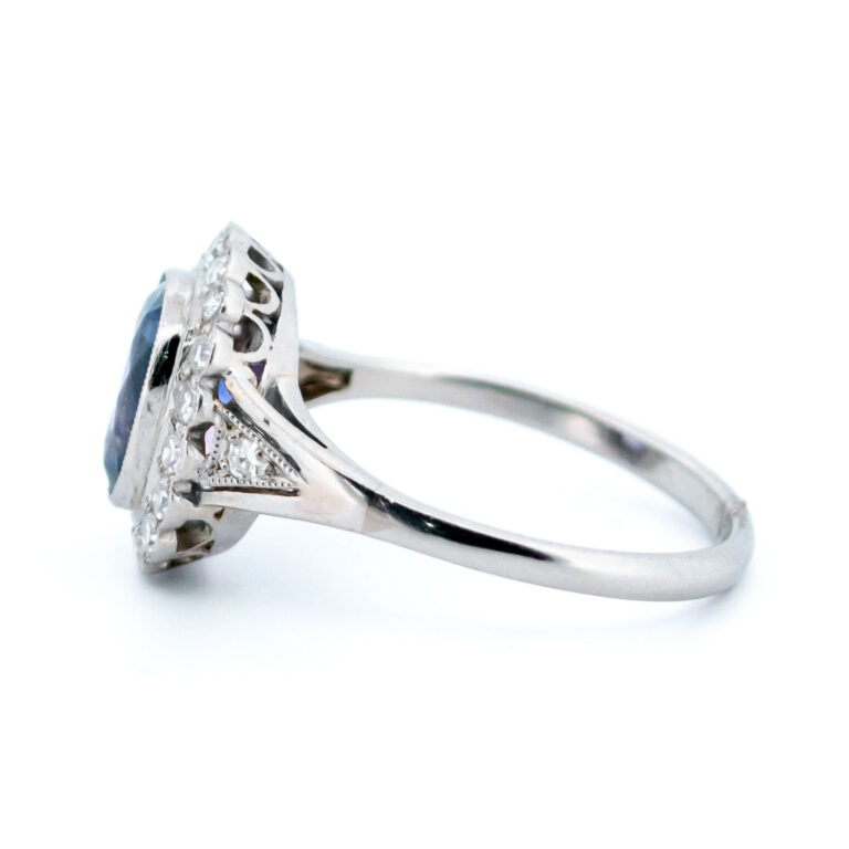 Diamond Sapphire Platinum Cluster Ring 13586-5095 Image4