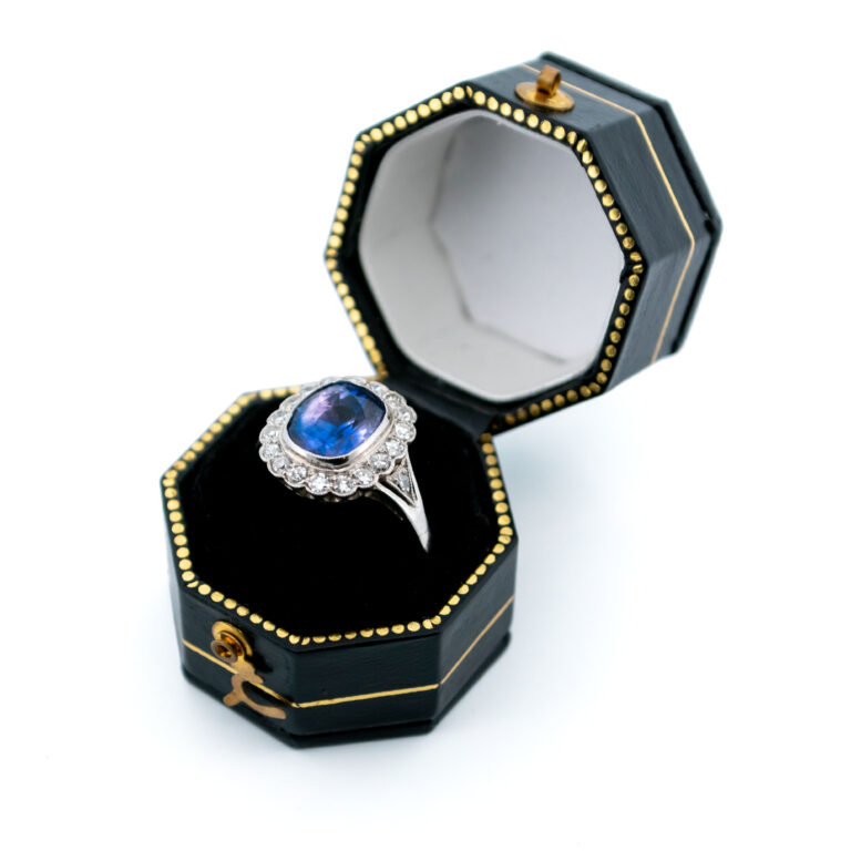 Sapphire Diamond Platinum Cluster Ring 13586-5095 - Image 7