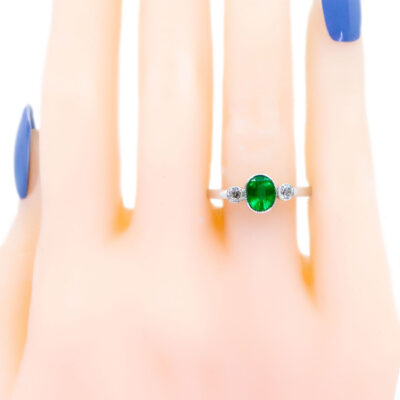 Emerald Diamond 14k Trilogy Ring 13709-8213 Image2