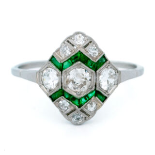 Diamond Emerald Platinum Deco Ring 13731-2395 Image1