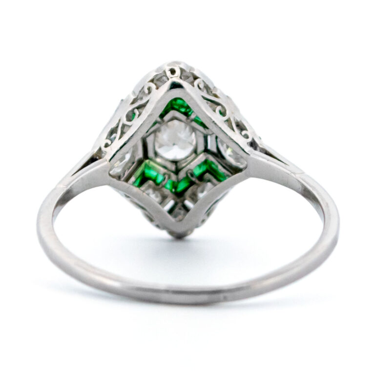 Diamond Emerald Platinum Deco Ring 13731-2395 - Image 6