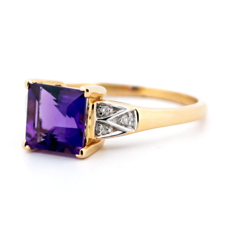 Amethyst Diamond 14k Rectangle-Shape Ring 13768-0246 Image4