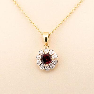 Diamond Garnet 14k Cluster Pendant 13771-0249a Image2