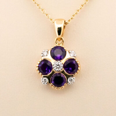 Amethyst Diamond 14k Quatrefoil Pendant 13773-0250a Image2