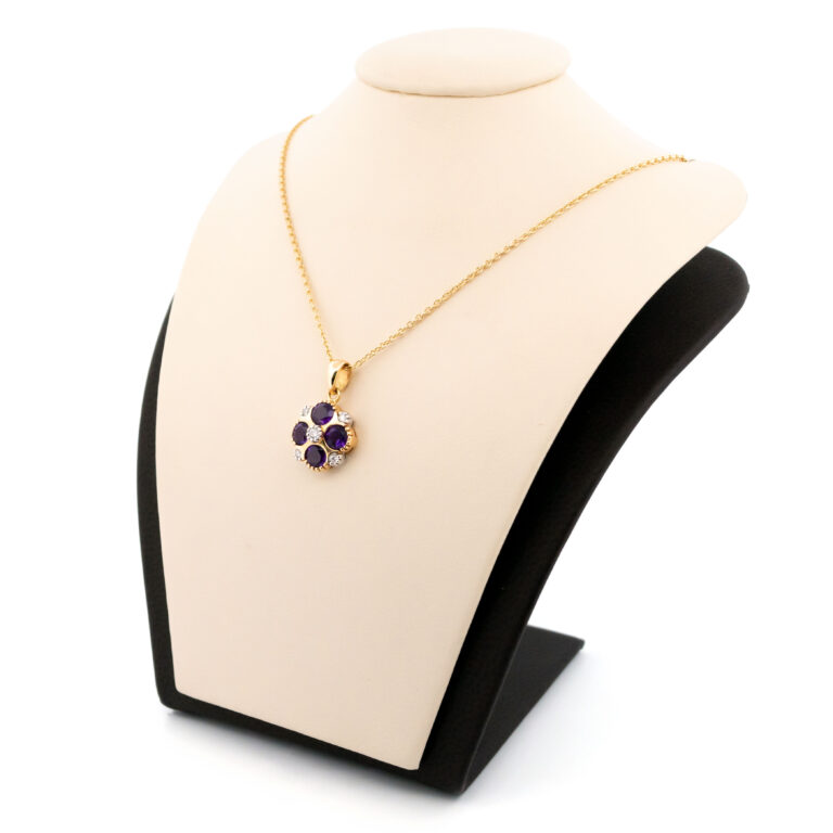 Amethyst Diamond 14k Quatrefoil Pendant 13773-0250a Image4