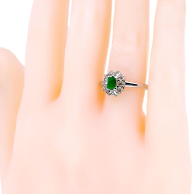 Diamond Emerald Platinum Cluster Ring 13812-5106 Image2