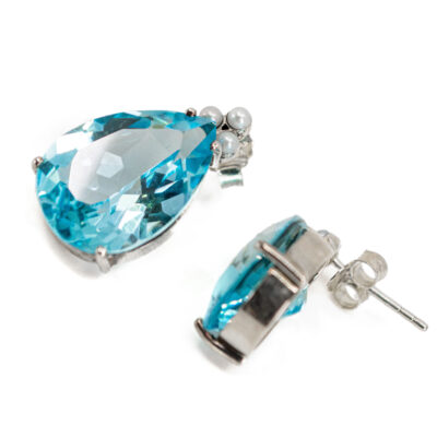 Topaz Pearl Silver Pear-Shape Earrings 14146-1481 Image2