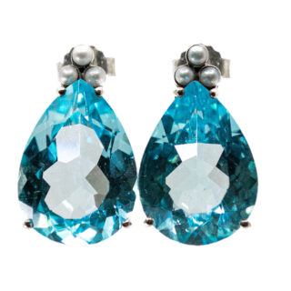 Topaz Pearl Silver Pear-Shape Earrings 14146-1481 Image1