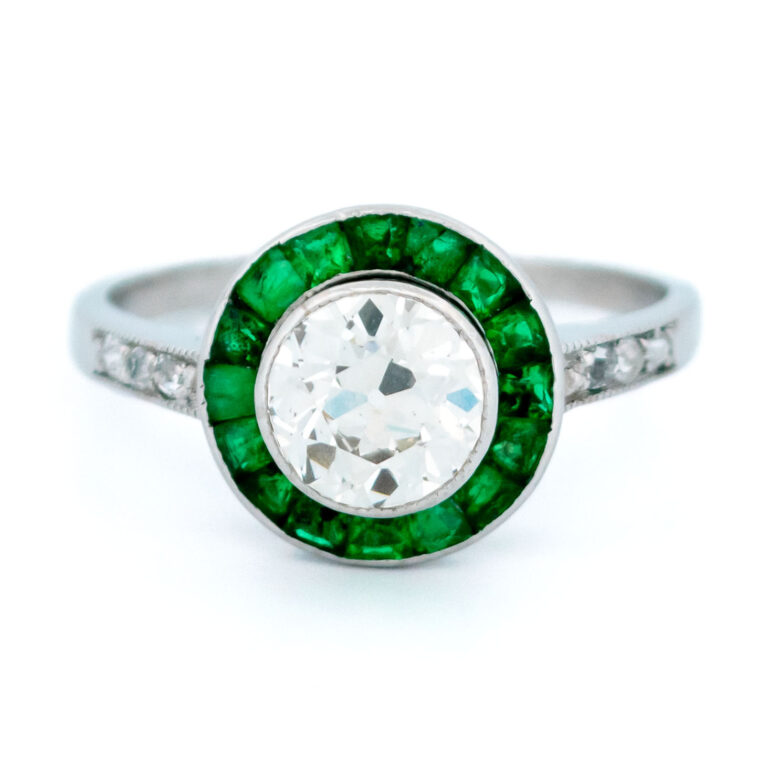 Diamond Emerald Platinum Target Ring 14249-2415 Image1