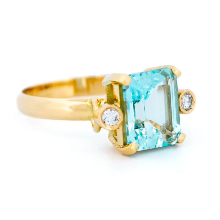 Aquamarine Diamond 18k Rectangle-Shape Ring 14260-2426 Image3