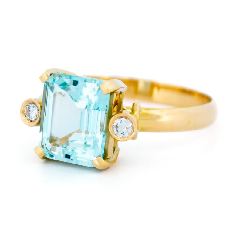 Aquamarine Diamond 18k Rectangle-Shape Ring 14260-2426 Image4