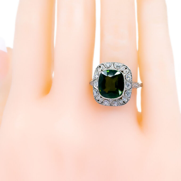 Tourmaline Diamond Platinum Cluster Ring 14265-2431 Image2