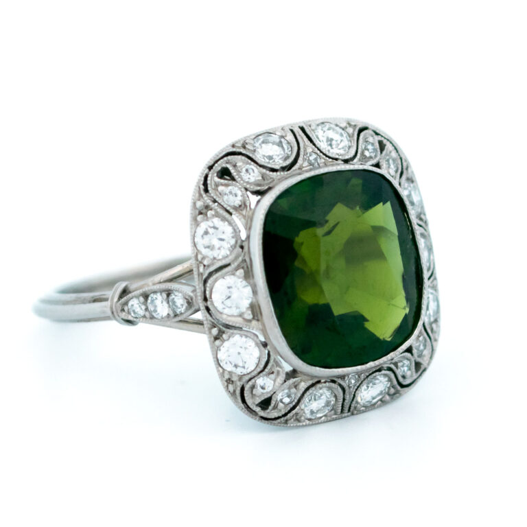 Tourmaline Diamond Platinum Cluster Ring 14265-2431 Image3