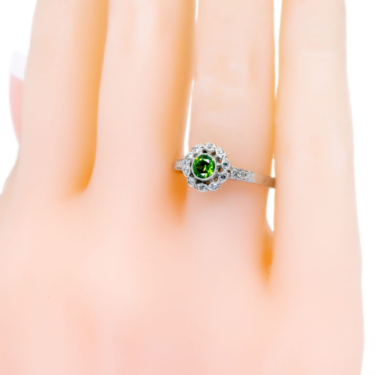 Demantoid Diamond Platinum Cluster Ring 14267-5111 Image2