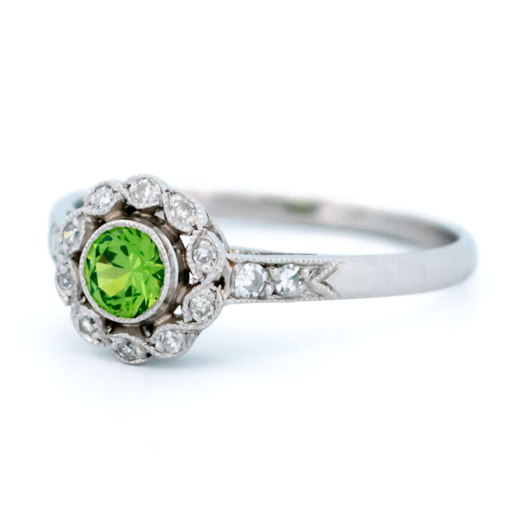 Demantoid Diamond Platinum Cluster Ring 14267-5111 Image4