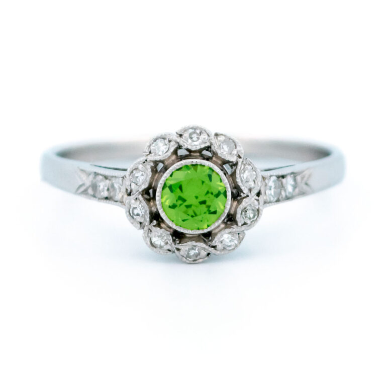 Demantoid Diamond Platinum Cluster Ring 14267-5111 Image1