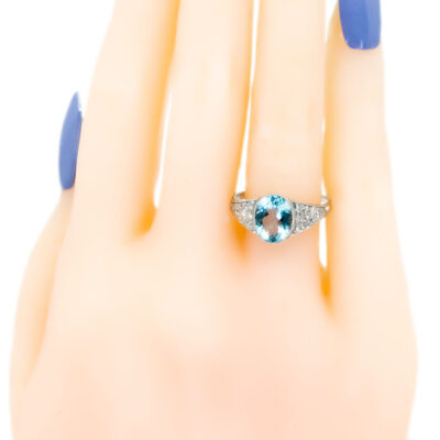 Aquamarine Diamond Platinum Ring 14268-5112 Image2