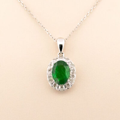 Tsavorite Garnet Diamond 18k Cluster Pendant 14313-8299 Image2