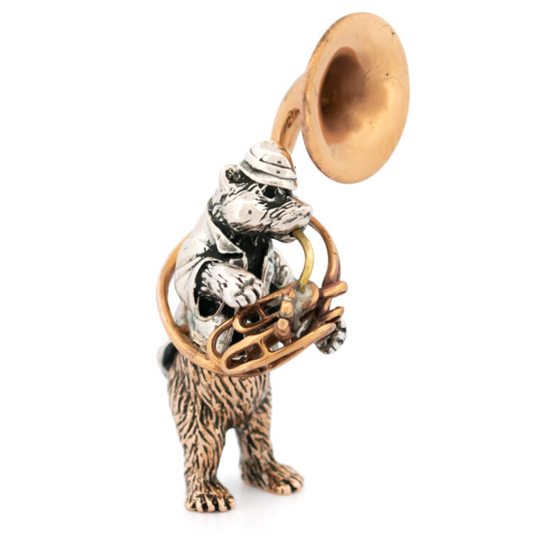 Silver Copper "Bear Playing Sousaphone" Miniature 14338-3050 Image1