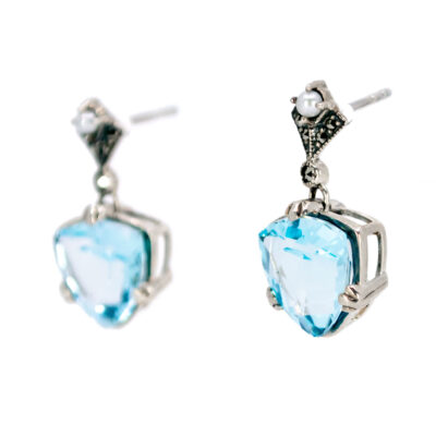 Topaz Pearl Marcasite (Pyrite) Silver Pendant Earrings 14658-1742 Image2