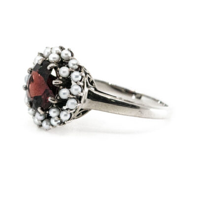 Garnet Pearl Silver Cluster Ring 14698-1781 Image2