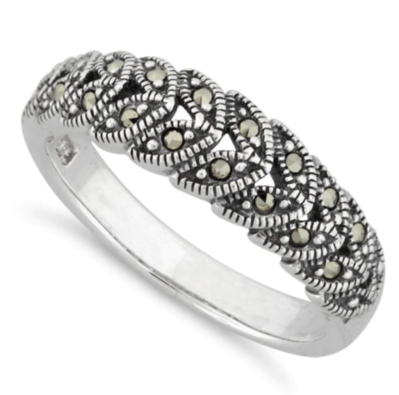 Marcasite (Pyrite) Silver Row Ring 14776-1854 Image1
