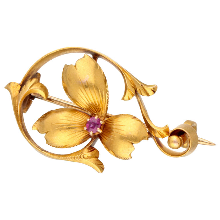 Sapphire 14k Floral Brooch 14934-8433 Image1