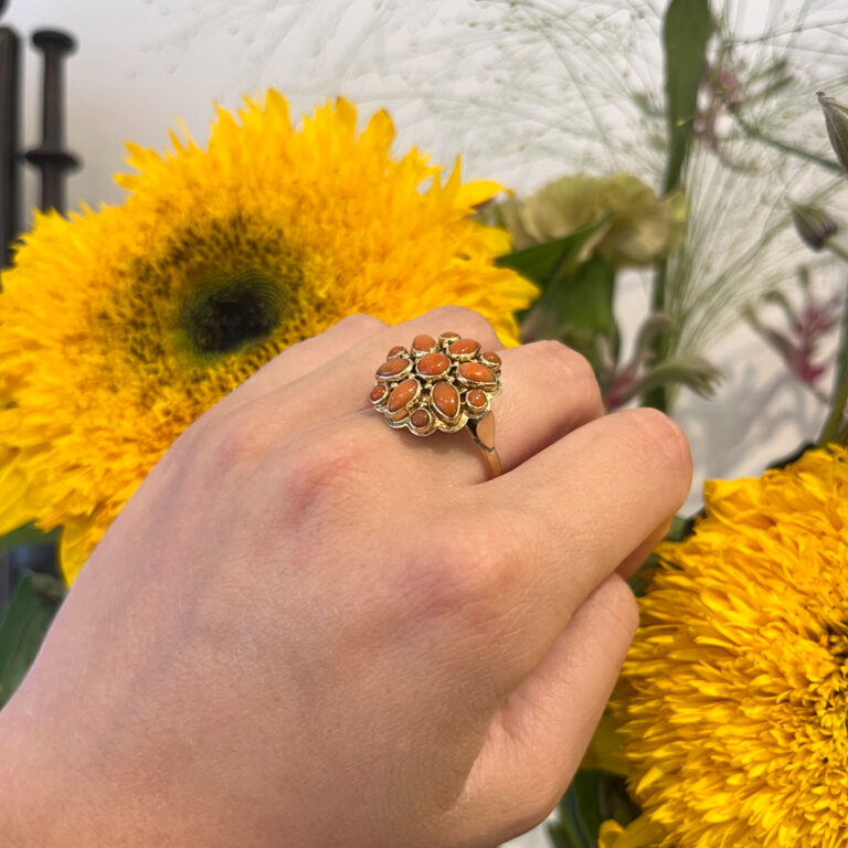 Coral 14k Flower Cluster Ring 15035-8480 Image2