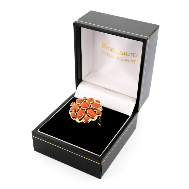 Coral 14k Flower Cluster Ring 15035-8480 - Image 8