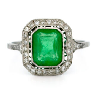 Diamond Emerald Platinum Ring 15298-4932 Image1