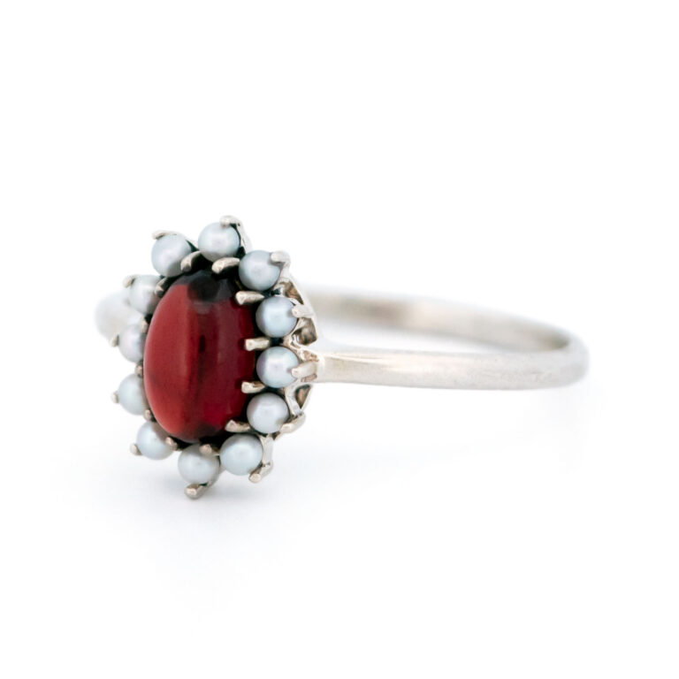 Garnet Pearl Silver Cluster Ring 15359-2111 Image2