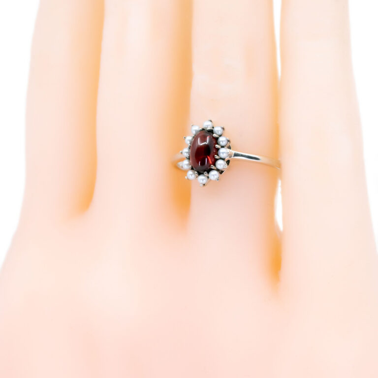 Garnet Pearl Silver Cluster Ring 15359-2111 Image3