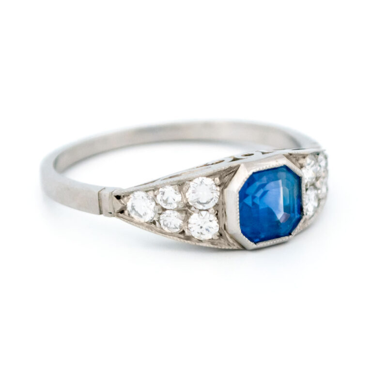 Diamond Sapphire Platinum East-West Ring 15468-5202 Image3