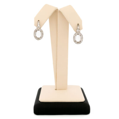 Diamond Moonstone Platinum 18k Cluster Earrings 15472-5206 Image1