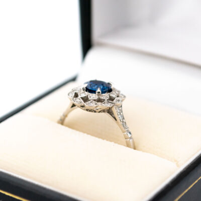 Diamond Sapphire Platinum Cluster Ring 15482-2451 Image2