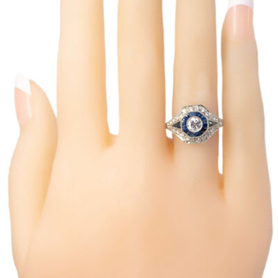 Diamond Sapphire Platinum Deco Ring 2584-4466 Image2