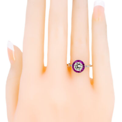 Diamond Ruby Platinum Target Ring 3646-1733 Image2