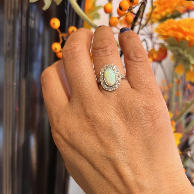 Diamond Opal Platinum Oval-Shape Ring 4410-4441 Image4