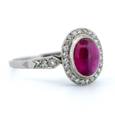 Diamond Ruby Platinum Halo Ring 5150-4718 Image2