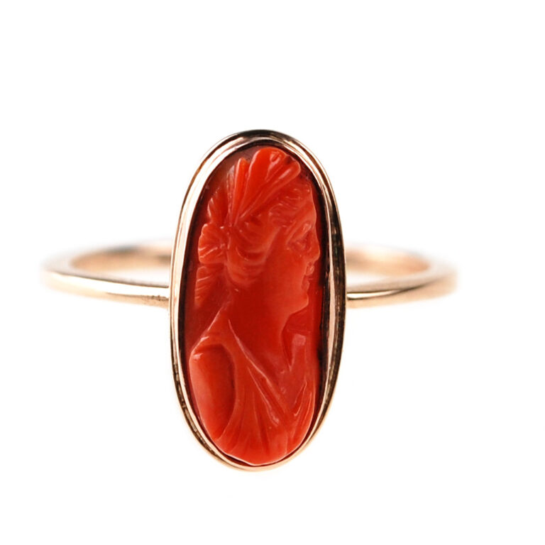 Coral 14k Cameo Ring 5602-0599 Image1