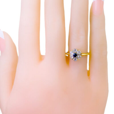 Diamond Sapphire 18k Cluster Ring 564-0408 Image2