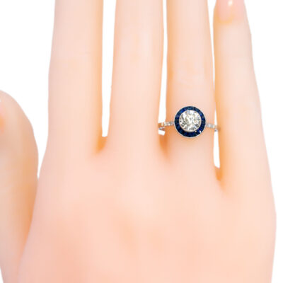 Diamond Sapphire Platinum Target Ring 5831-1833 Image2