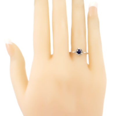 Sapphire Diamond 18k Platinum Cluster Ring 5873-0629 Image2