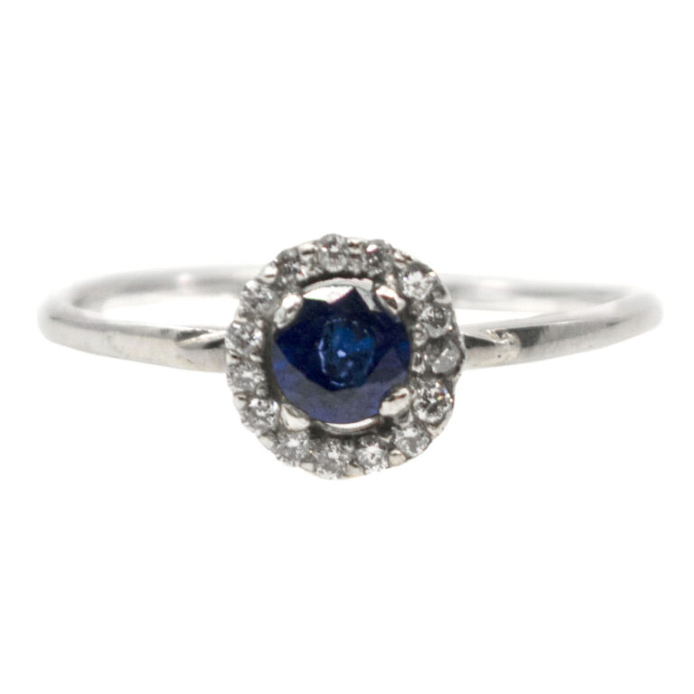 Sapphire Diamond 18k Platinum Cluster Ring 5873-0629 Image1