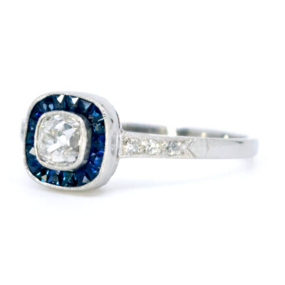 Diamond Sapphire Platinum Target Ring 6866-4862 Image2