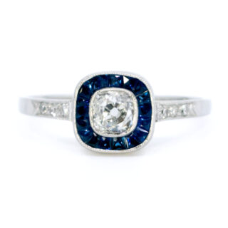 Diamond Sapphire Platinum Target Ring 6866-4862 Image1